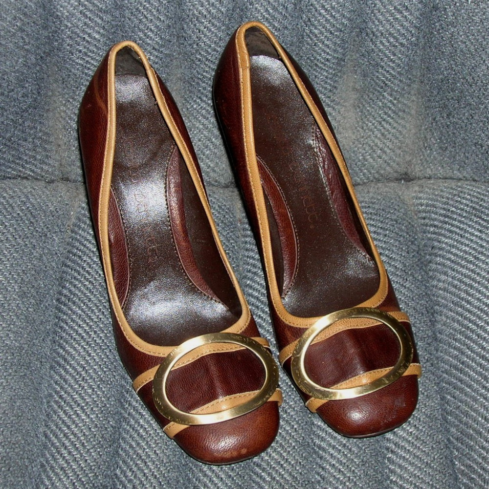 Vintage Jessica Bennett Leather Buckle Pumps Shoes